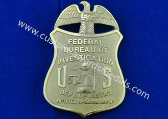 O emblema federal carimbado bronze da investigação do departamento, emblemas da lembrança do grampo com morre molde, morre golpeado, carimbado