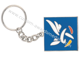 Cobre personalizado que carimba a porta-chaves, chapeamento de níquel Keychains relativo à promoção com logotipo