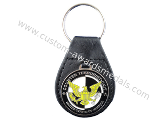 Couro relativo à promoção Keychain de Eagle do presente, Keychains de couro personalizado com chapeamento de níquel