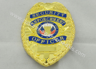 emblemas da lembrança da polícia de 80mm, ligas de zinco com Pin do broche do chapeamento de ouro no verso