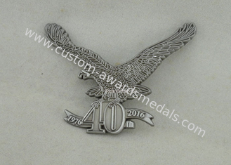 3D emblema militar liga de zinco personalizado, crachá de prata antigo do Pin da polícia