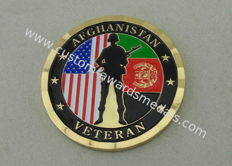 Moedas personalizadas veterano carimbadas bronze de Afeganistão com chapeamento da embalagem e de ouro da caixa