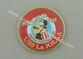 USS La Jolla liga de zinco morre a moeda personalizada da carcaça, chapeamento de ouro antigo com borda da corda