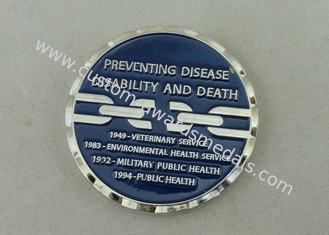 1 moeda personalizada 3/4 de polegada para impedir a inabilidade e a morte da doença, chapeamento de prata com esmalte liga de zinco e macio
