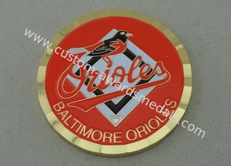 Chapeamento de ouro moeda do metal dos Baltimore Orioles de 2,0 polegadas pelo bronze carimbado