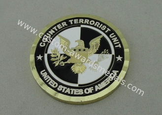 As moedas militares feitas sob encomenda de 1 3/4 de polegada opor o terrorista que a unidade de bronze morre caixa golpeada, transparente embalada