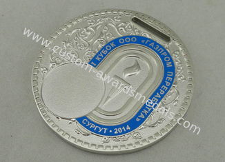 A medalha feita sob encomenda de Gaz Pererabotka concede a polegada de prata liga de zinco Rússia do chapeamento 3,0 para a reunião de esporte
