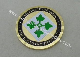 4o Moedas feito-à-medida da divisão de infantaria moeda de bronze do exército 2,0 polegadas com ouro