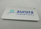 Etiqueta de alumínio personalizada com impressão de tela de seda, estampagem da bagagem do metal das expedições da Aurora