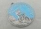 Bronze da medalha do esmalte do esporte da bicicleta carimbado com chapeamento de prata antigo