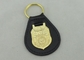 porta-chaves 3D de couro personalizada NCIS com o emblema do chapeamento de ouro