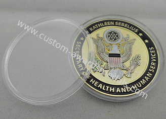 O chapeamento de ouro liga de zinco/peltre/saúde americana de bronze &amp; serviço humano personalizou moedas