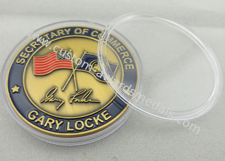 o 2D ou o chapeamento de ouro 3D antigo Gary Locke personalizaram moedas para concessões, lembrança, militar