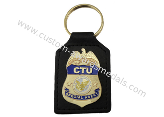 O alumínio feito sob encomenda do agente especial de CTU, PVC macio, a porta-chaves de couro/personalizou Keychain