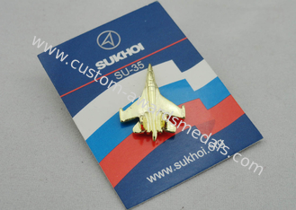 O relevo SU-35 completo morre girar Pin macio do esmalte do peltre, pinos da lapela com chapeamento de ouro para a promoção