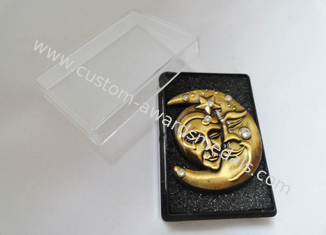 3D liga de zinco, ferro, Pin de bronze da lapela do cristal de rocha sem esmalte macio, com chapeamento de ouro antigo