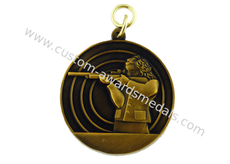 A medalha 3D liga de zinco antiga do chapeamento de ouro, morre medalhas para a reunião de esporte, exército do molde, concessões
