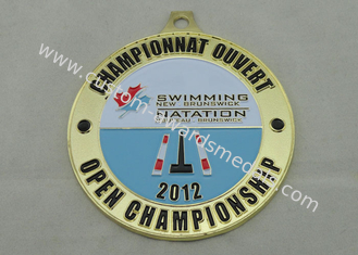 Medalha do esmalte de Novo Brunswick da natação, chapeamento de ouro, erosão em ambos os lados