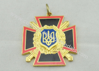 Medalha transversal liga de zinco do esmalte do Sward, esmalte duro de imitação, chapeamento de ouro