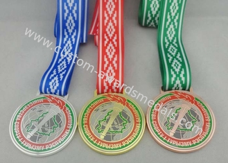 Chapeamento de cobre das medalhas da fita do Triathlon da caça do ovo, impressão a cores completa