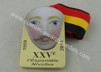 XXV medalha da fita do esmalte do chapeamento de ouro de I Espontole Nivelles 2,5 polegadas