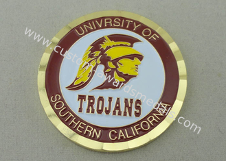 Moedas personalizadas carimbadas bronze da Universidade da Califórnia do Sul com borda do corte do diamante