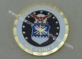 Moeda personalizada para a força aérea de E.U. com material de cobre 2,0 polegadas e borda do corte do diamante