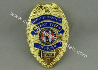 A lembrança liga de zinco tailandesa do costume USMTA Muay Badges o esmalte macio de 3,5 polegadas