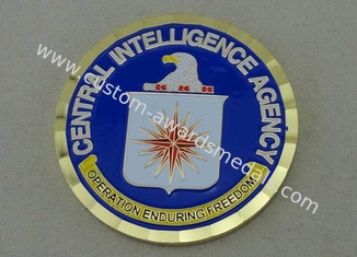 Moeda militar de bronze do CIA, esmalte macio e chapeamento de ouro
