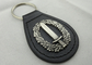 Morre a carcaça Keychains de couro personalizado com 3D o emblema liga de zinco, chapeamento de prata antigo