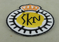 Emblema bordado personalizado para a promoção do negócio, Merrow preto Eedge