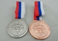Peltre de 3 medalhas da fita das cores folheado a níquel com esmalte macio