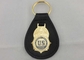 Keychains de couro personalizado bronze com chapeamento de ouro, porta-chaves do couro do agente dos E.U.